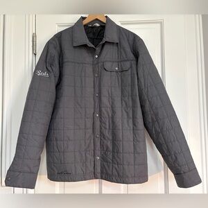 Eddie Bauer Grey Custom Embroidered Mens Shirt Jacket Baseball Cincinnati Reds L